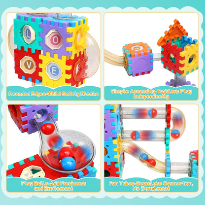 AOSITE 234 PCS STEM Marble Run Building Learning Toy Kid Gift Construction Race Track Marbles Run Building Block for 4 5 6 7 8 9 10 11 12Years, Creative Marble Run Games Boy Girl Birthday Xmas Present