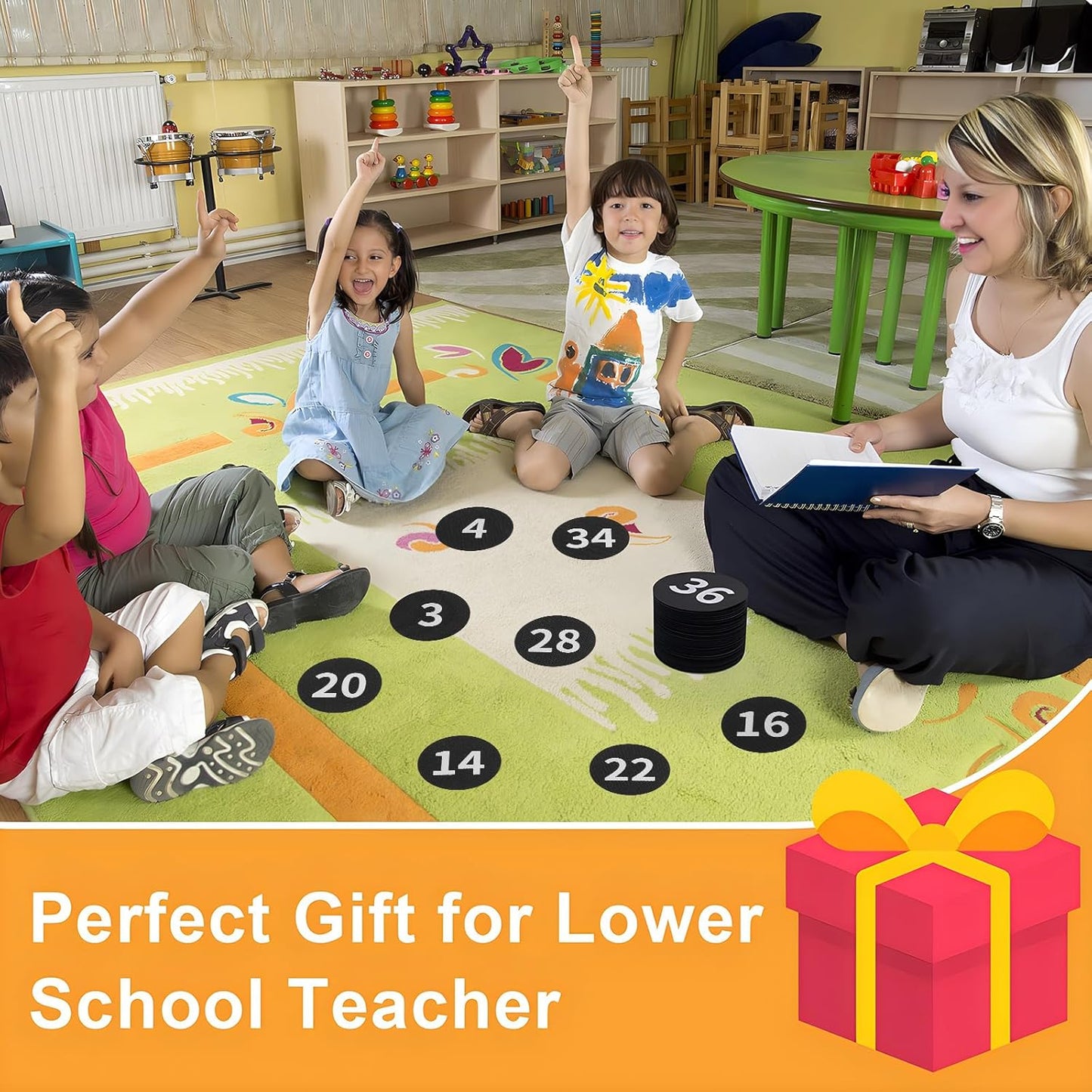 ForTomorrow Carpet Markers with Numbers - 36 Pcs 4" Classroom Sitting Carpet Dot Number 1-36, Floor Rug Circles Marker Spot for Preschool Kindergarten Elementary