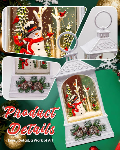 Extra Large Christmas Snow Globes Christmas Lantern, 12.99" Musical Snow Globe with 8 Songs, Santa Snowglobe for Kids Adults, 6H Timer Dual Power, Lighted Christmas Decorations Indoor Gifts
