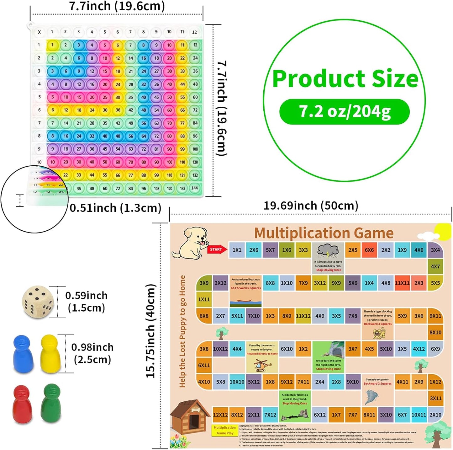 12x12 Multiplication Chart Games for Kids: Fun & Easy Learning! Press & Learn Multiplication Table Toy, STEM Math Skills Practice for Ages 4-12, Home & School Sensory Tool (US Certified Silicone)