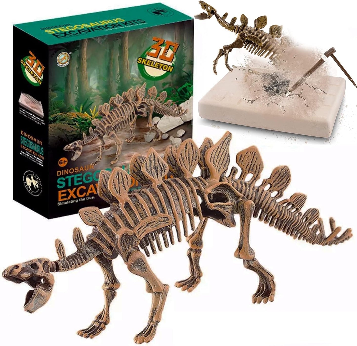 Dig & Discover Dino Tyrannosaurus Rex Dinosaur Skeleton 3D Fossil Bones Excavation, Science Educational Toy Kit for Kids, Children