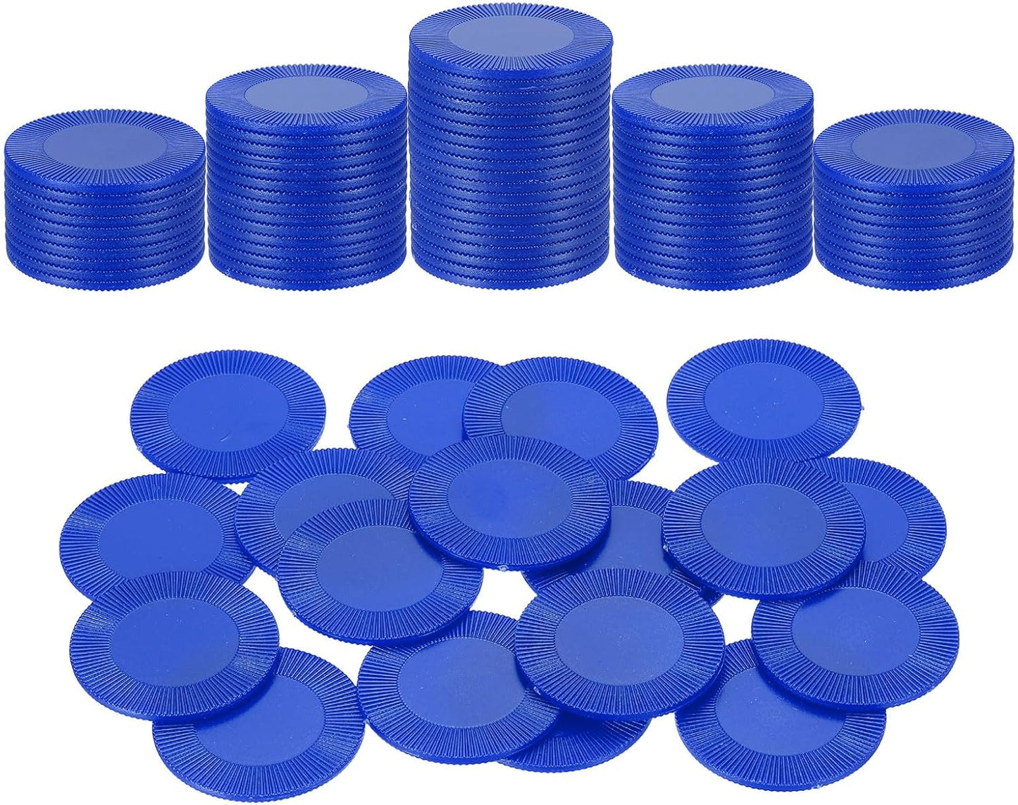 uxcell 100Pcs Plastic Poker Chips, 1 Inch Mini Bingo Chips Learning Counters Counting Counters Disks Markers Opaque Game Tokens for Game Play Math Counting, Blue, Pattern