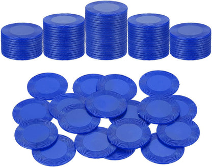uxcell 100Pcs Plastic Poker Chips, 1 Inch Mini Bingo Chips Learning Counters Counting Counters Disks Markers Opaque Game Tokens for Game Play Math Counting, Blue, Pattern
