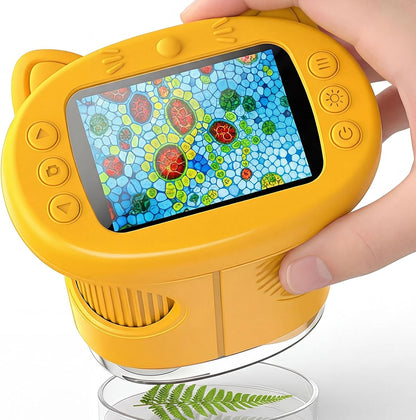 Kids Microscope, 1000X Portable Mini Pocket Microscope with 2.4″ IPS Screen & 8 LEDs, Rechargeable, STEM Educational Science Kit Toys, Best Christmas Birthday Gifts for 4-12 Year Old Girls