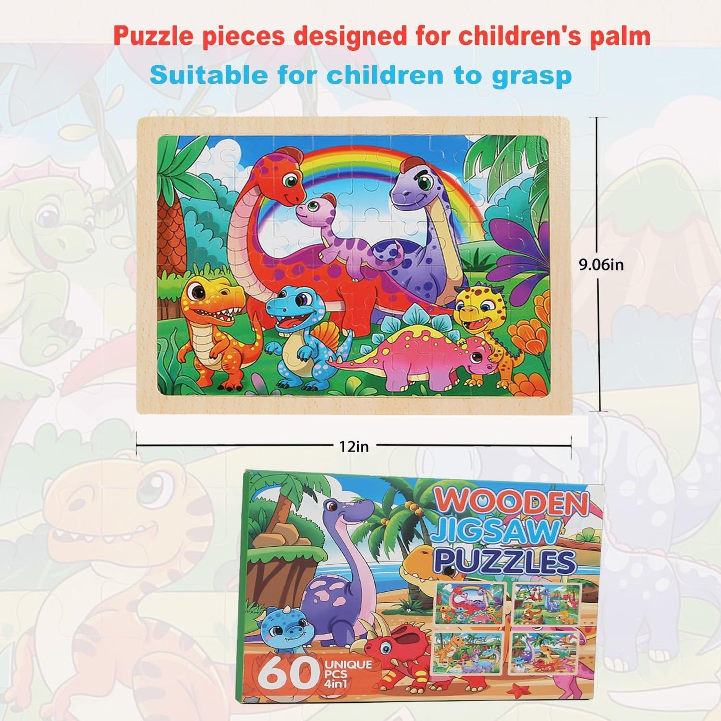 4 Sets of Wooden Puzzles, Each Set has 24 Pieces, Including Castle Unicorn Princess, for Toddlers 3-5, Puzzles for Kids Ages 4-6, Preschool Educational Brain Teaser Toys for Girls 3 4 5 6 Years Old.