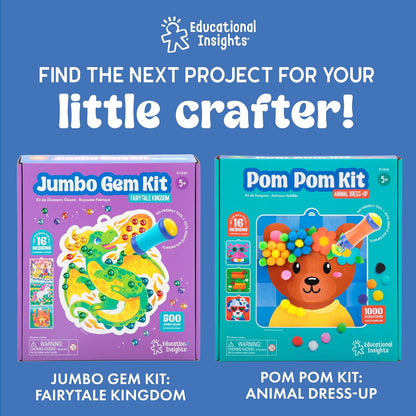 Educational Insights Pom Pom Kit: Animal Dress Up - Arts and Crafts for Kids 4-6, DIY Arts & Crafts Kits, Kids No Mess Activities, Preschool and Kindergarten Crafting Set, Toddler Craft Supplies