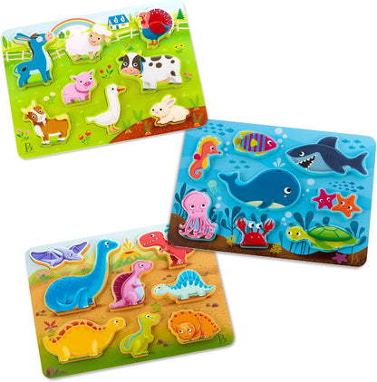B. toys – Peek & Explore – School BusChunky Puzzle for Toddlers,Educational & Developmental Toys for Kids – 2+ Years