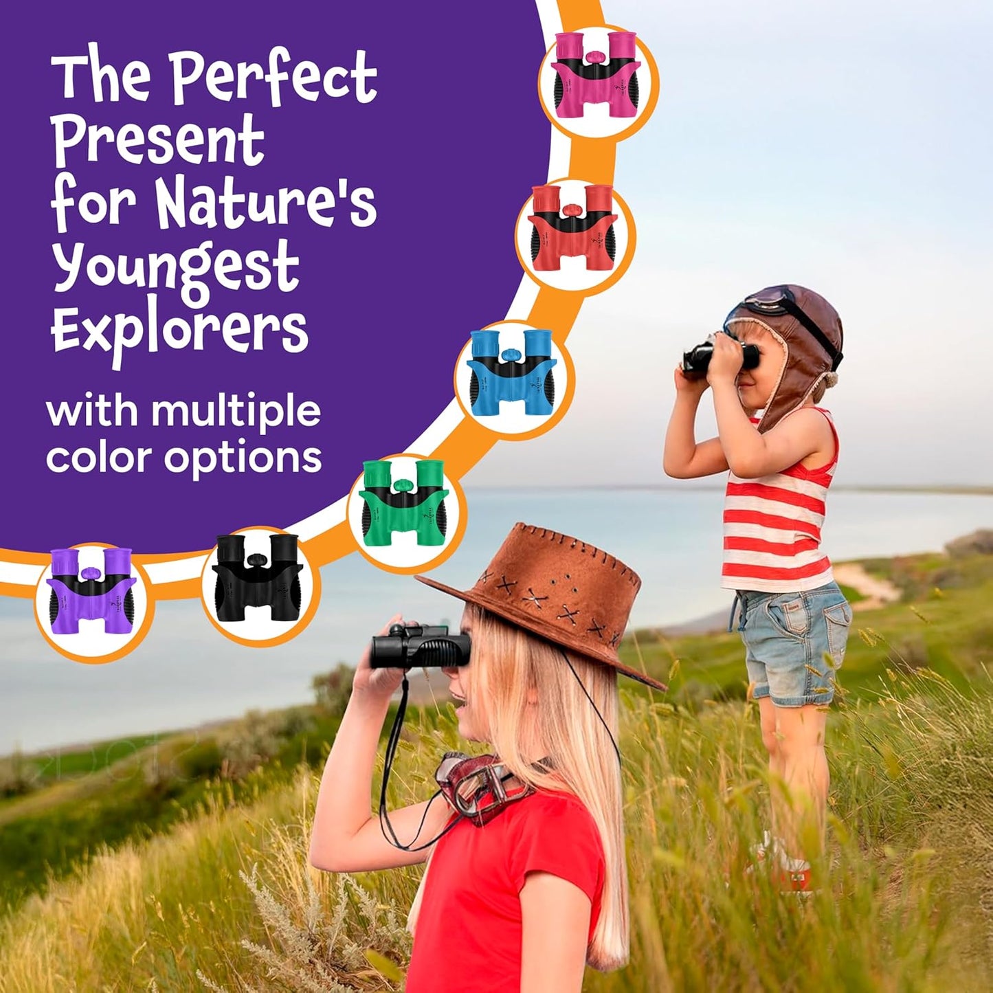 Think Peak Pink Binoculars Science Toy for Kids Ages 3-12 Years - Real Compact Outdoor Adventure & STEM Educational Nature Hiking Explorer for Bird Watching, Camping Children’s Birthday Gift