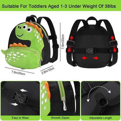 Accmor Toddler Harness Backpack Leash, Cute Dinosaur Backpacks with Anti Lost Wrist Link, Cute Mini Child Backpack Wristband Tether Strap and Protection Leashes for Boys Girls Aged 1-3 Years