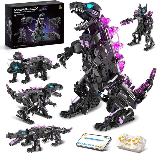 DOLIVE STEM 5 in1 Dinosaurs Building Kits for Kids Ages 8-14, Remote Control and App Controlled Dinosaur Figures Toy, Birthday Gift for 8 9 10 11 12+ Years Old