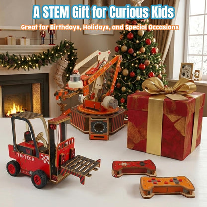 STEM Robotic Arm Kit for Kids 8+, RC Robot Building Kit, Mechanical Grabber Toy with 360° Rotation, Wooden Engineering Set