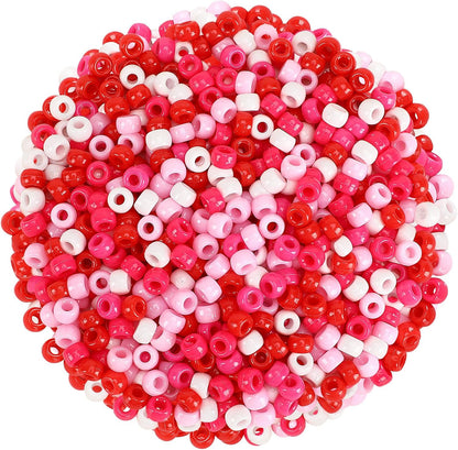 UPINS 1200Pcs Christmas Pony Beads Friendship Plastic Small Hair Beads Red Green White Pony Beads for Necklace Supplies (Christmas)