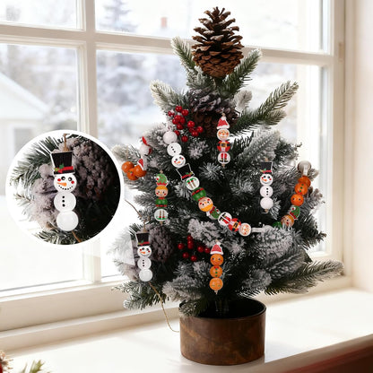 Christmas Wood Beads for Crafts DIY Ornaments,144 Pcs Premium Wooden Beads Garland with Twine, Santa, Snowman Elf Charms - Adult Kids Craft Kits for Xmas Decor, Holiday Party Supplies