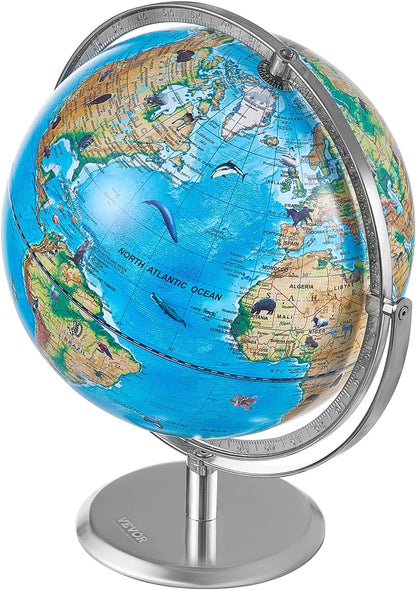 VEVOR Educational World Globe, 10 in/254 mm, Interactive Globe for Kids, with AR Golden APP, 720° Rotation, LED Night Lighting, 197 National Geographic Knowledge, STEM Toy, for Children Ages 4–10