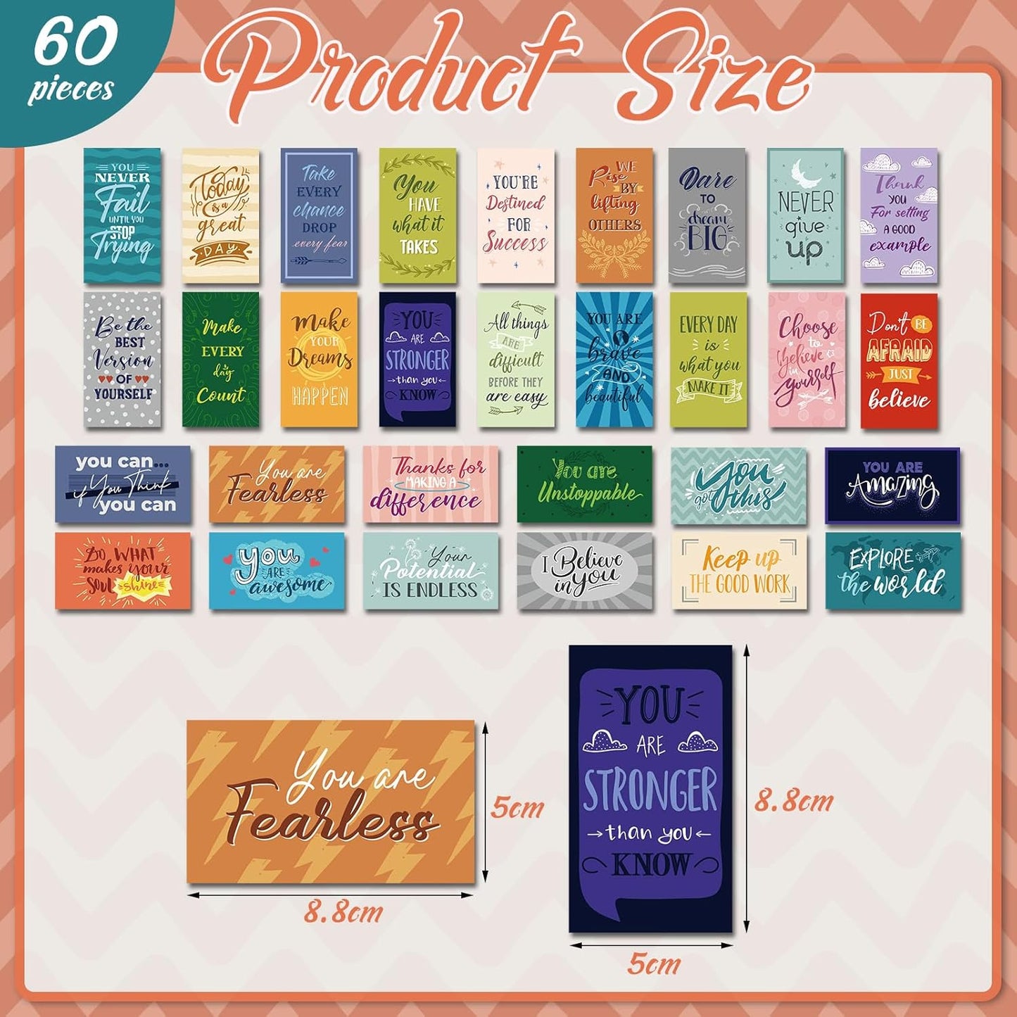 Xuhal 60 Pcs Inspirational Magnets Bulk Rectangle Positive Affirmation Magnets Decals Decorative Inspiring Quotes Fridge Magnetic Stickers for Adults Students Team Motivational Gifts (Classic)