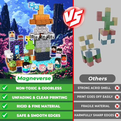 Magneverse 200 PCS 0.8in Magnetic Blocks - Magnet Toys for Kids, Magnetic Building Blocks Cubes, Stacking Magnets, School STEM Toys Birthday Gifts for Boys and Girls Age 3+ Years Old (Theme: Portal)