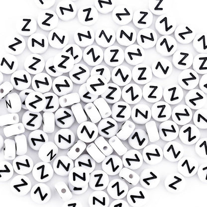 300Pcs Vowel Letter Pony Beads for Charms Bracelets Making 4X7mm Individual Round White Alphabet Beads U