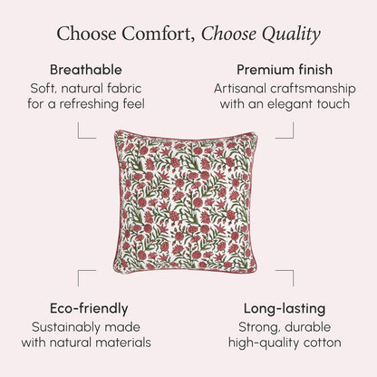 CPC 100% Cotton Throw Pillow Covers 18x18 Inch, Set of 2 Green Block Print Pattern Couch Pillow, Cute Boho Decorative Pillows for Living Room, Bedroom with Hidden Zipper- Agate Green