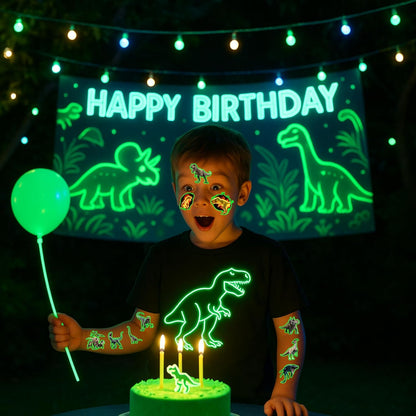 96PCS Dinosaur 3D Pre-Cut Temporary Tattoos - Stickers for Birthday Party Supplies, Decorations, and Favors - Super Cute Gifts for Kids, Boys & Girls, Classroom Prizes, and Themed (Normal)