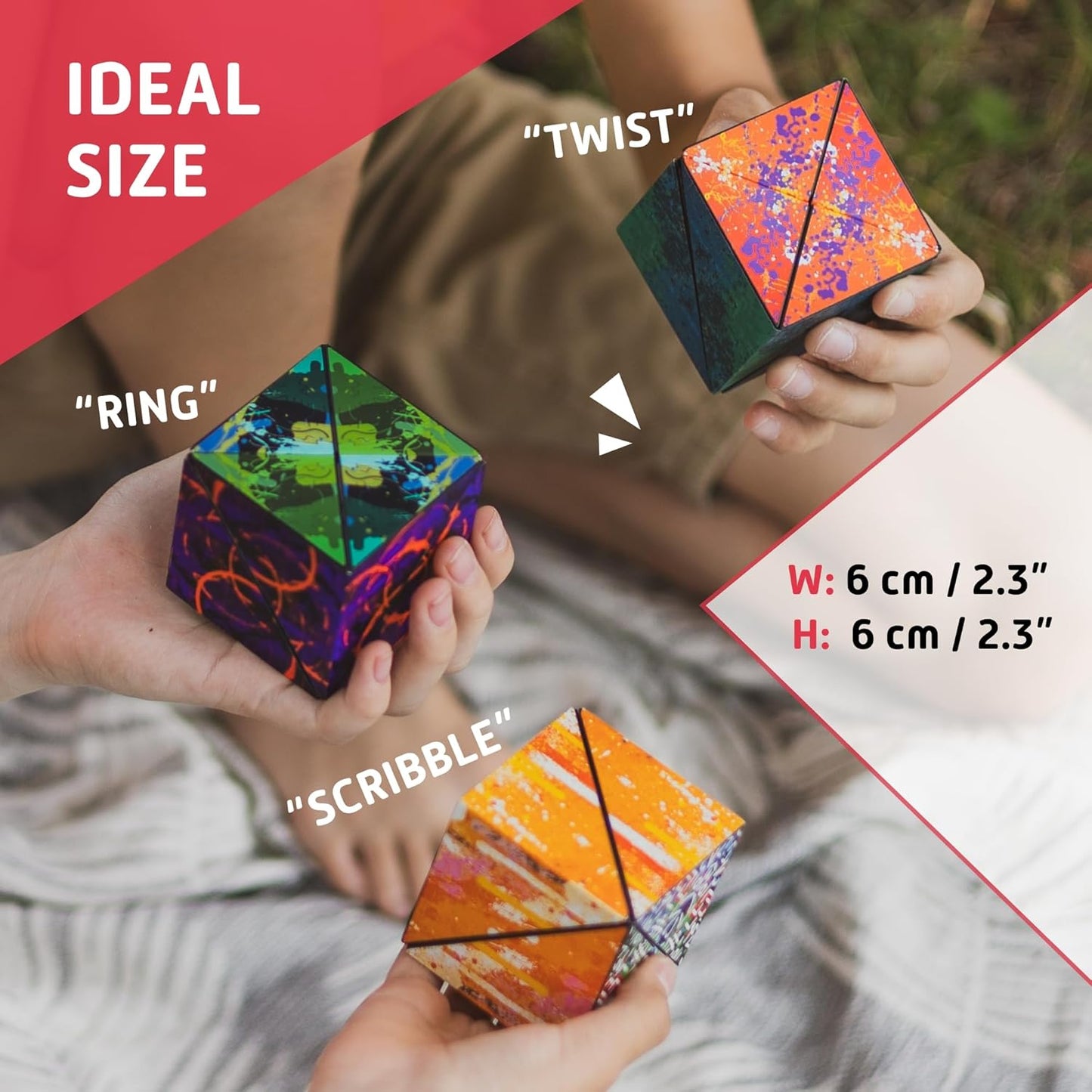 CUBENDI Geometric Origami Puzzle - Infinity Fidget Cube for Adults, Kids & Teens – Mesmerizing & Magnetic Shape Shifting Box w/48 Rare Earth Magnets - by Fun in Motion Toys (Twist)