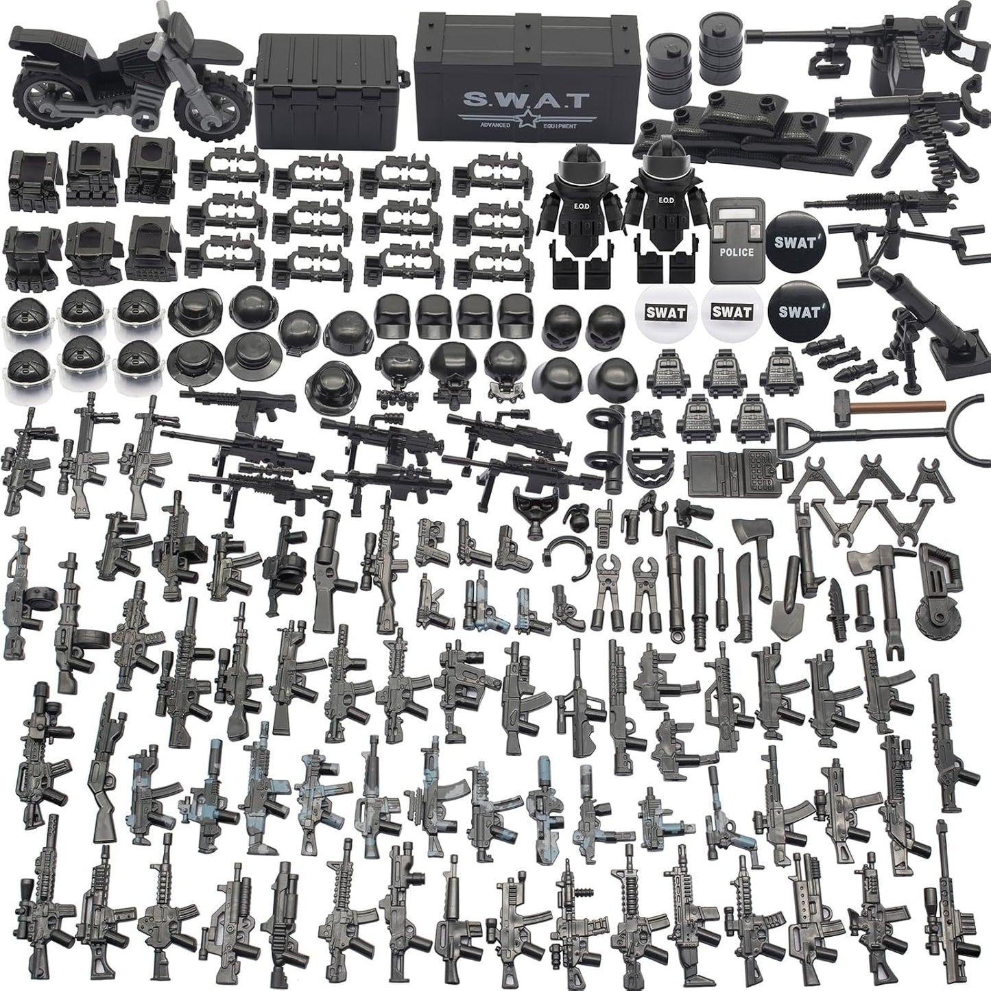 Army Equipment Gear Sets, Swat Team Building Block Toys, Special Military Soldier Style Weapon Sets, Military Weapon Pack Accessories Kits Toys, Accessories Compatible with Major Mini figure