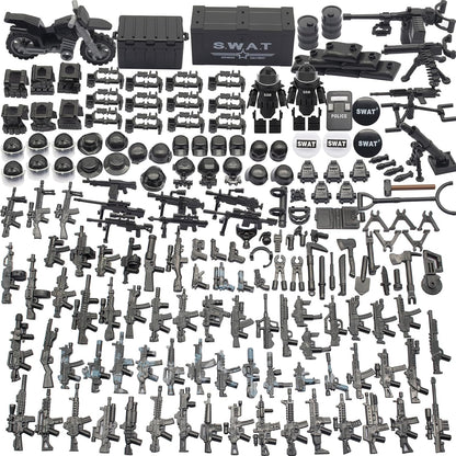 Army Equipment Gear Sets, Swat Team Building Block Toys, Special Military Soldier Style Weapon Sets, Military Weapon Pack Accessories Kits Toys, Accessories Compatible with Major Mini figure
