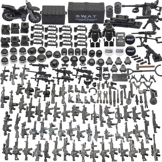 Army Equipment Gear Sets, Swat Team Building Block Toys, Special Military Soldier Style Weapon Sets, Military Weapon Pack Accessories Kits Toys, Accessories Compatible with Major Mini figure