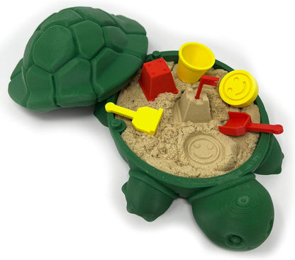 Munnygrubbbers - Mini Desktop Turtle Sand Box - 6 x 6 in - Stress Relief - Includes Soft Moldable Play Sand and Mini Tool Accessories - Novelty Gift - Desktop Decor - Zen Garden - (Lavender)