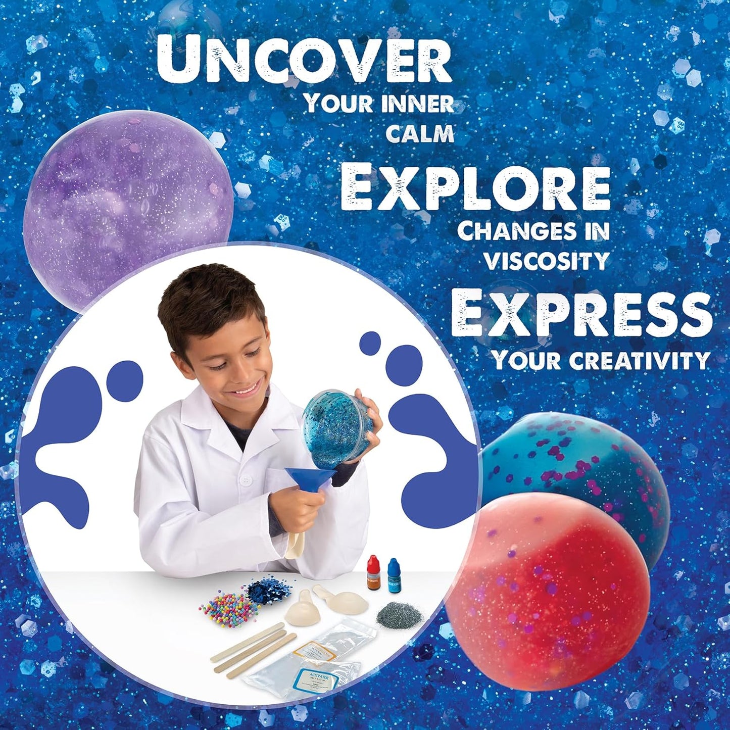 MindWare Science Academy Squishy Ball Science Kit - Kids & Teens Make 3 Squishy Ball Stress Toys with Our 20pc Set - Wild & Weird Experiments for Boys & Girls - Great Educational Gift