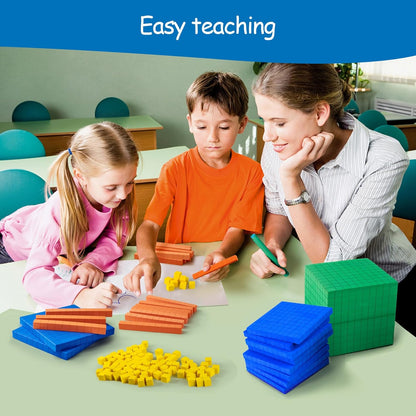 Foam Base Ten Set for Math 131 PCS Place Value Blocks,Counting Cubes for Kids Math,Base 10 Math Manipulatives for Early Counting Math Toy in School Home
