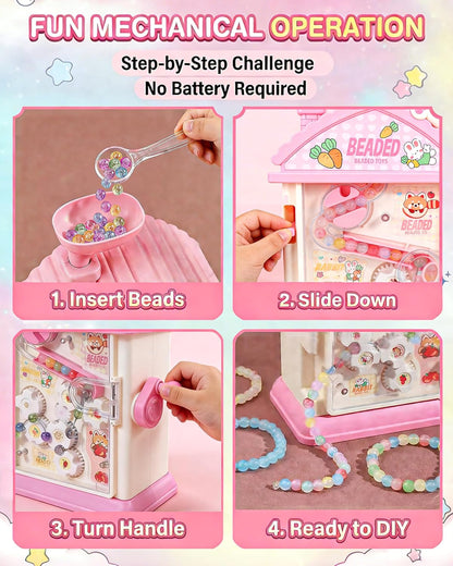 Eohemeral Bracelet Making Kit for Girls 6-12, Jewelry Making Kit with 800 Beads, DIY Bracelet Maker Machine, Built-in Storage & Bead Recycler, Kids Crafts Toy No Batteries Required (Pink)