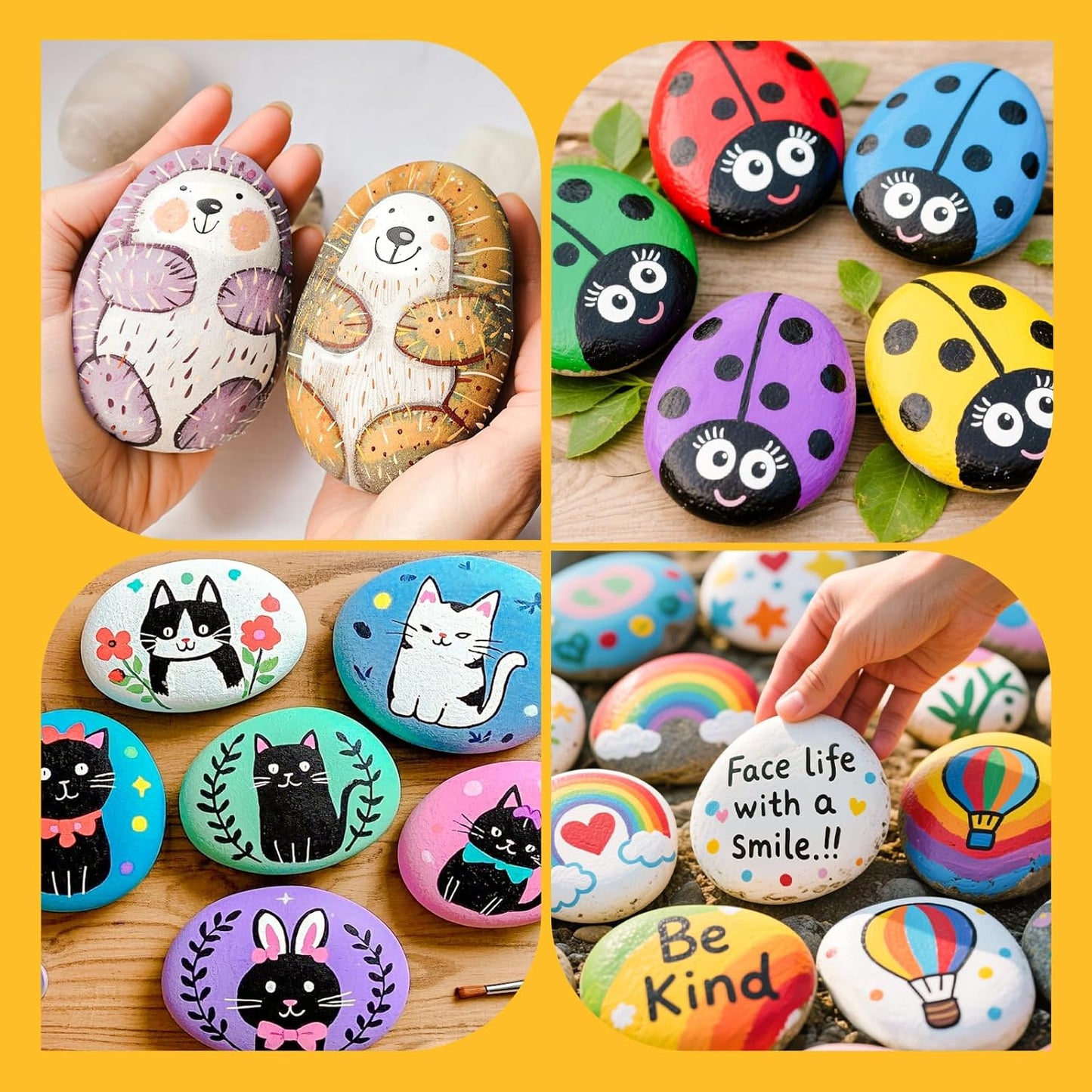 Simetufy 25 Pcs Rocks for Painting, 2"-3" Painting River Rocks, Flat & Smooth Stones to Paint, Hand Picked Natural Stones for Painting, Crafts for Kids & Adults
