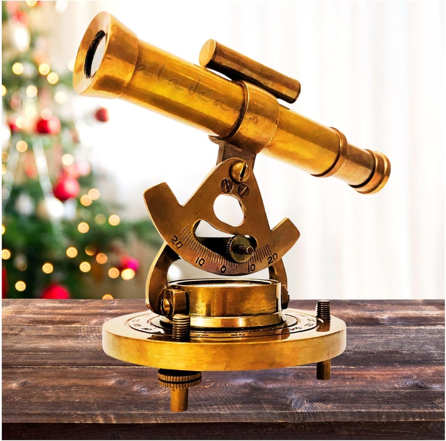 Brass Alidade Decorative Telescope 4" with Base Compass Gifts (4 Inch)
