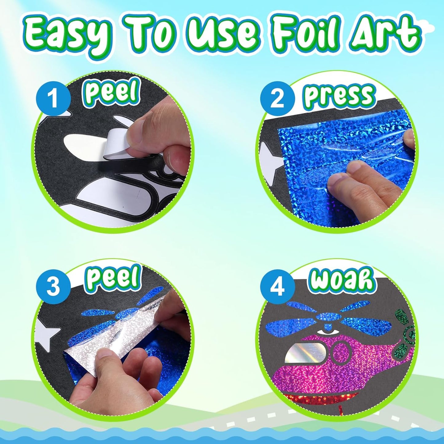Foil Craft Bugs Butterfly DIY Art Fun Kits Set, No Mess Creative Foil Art Drawing Game for Kids, Birthday Gifts Crafts Supplies Travel Toys for Girls Boys Ages 4-9