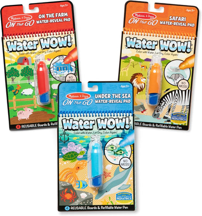 Melissa & Doug Water Wow! Reusable Water-Reveal Activity Pad 2-Pack - Vehicles, Animals Travel Toys, Party Favors, Mess Free Coloring Books for Kids Ages 3+ - FSC Certified