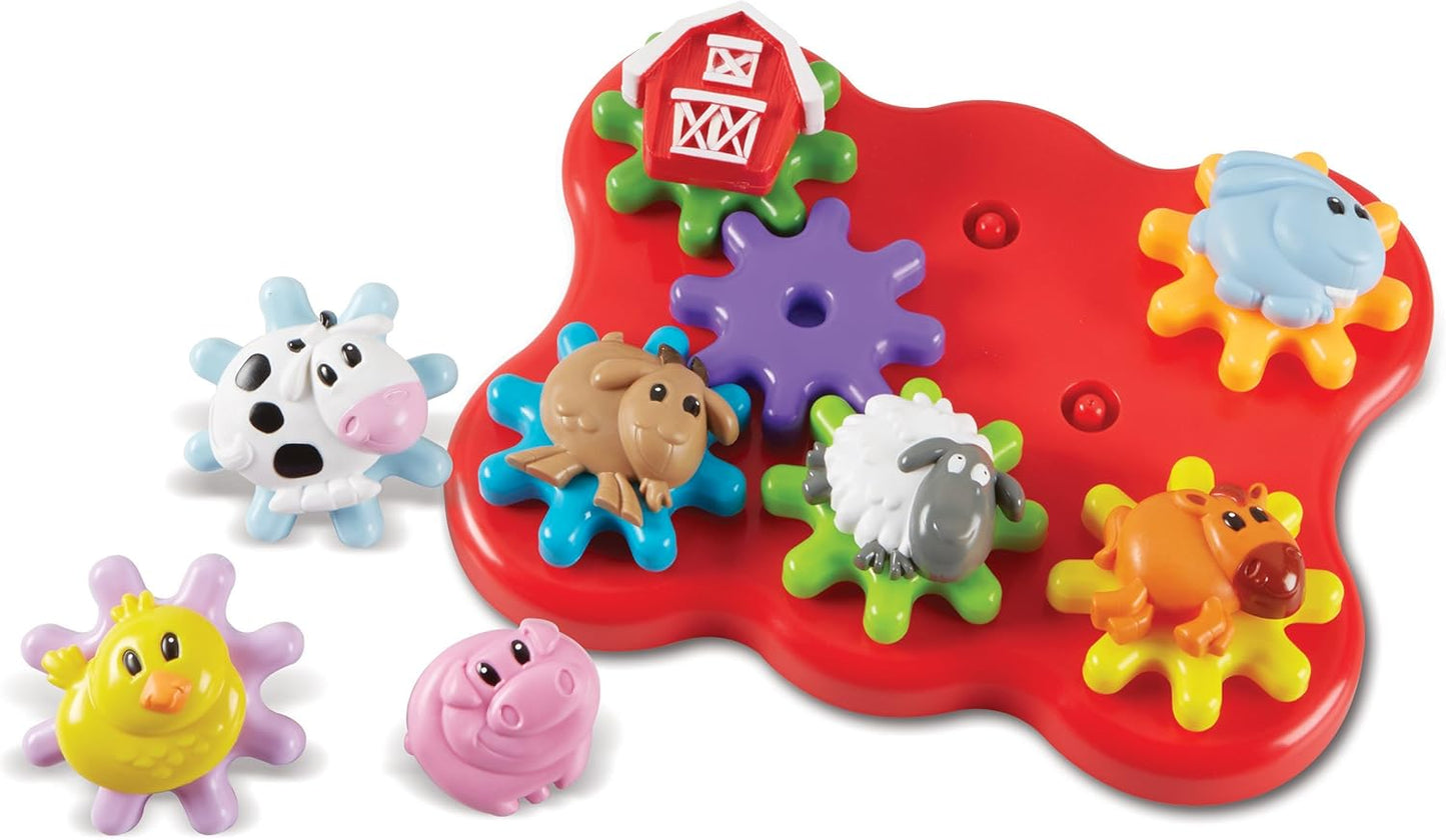 Learning Resources Barnyard Friends Build & Spin - Toddler Sensory Toys, Montessori Building Set, Preschool STEM, Busy Board Cogs and Gears for Kids, Fine Motor Skills, Gifts for Boys and Girls