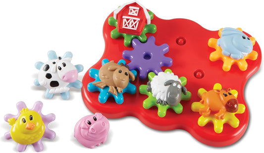 Learning Resources Barnyard Friends Build & Spin - Toddler Sensory Toys, Montessori Building Set, Preschool STEM, Busy Board Cogs and Gears for Kids, Fine Motor Skills, Gifts for Boys and Girls