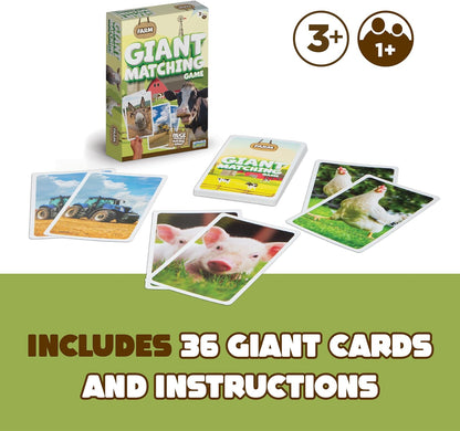 Giant Matching Game Baby Animals - Summer Toys - Game Night - Travel Games - Memory, Learning Game - Jumbo Playing Cards - Card Game for Kids and Adults -Ages 3+