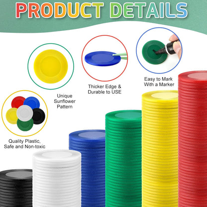 Coopay 600 Pieces Plastic Poker Chips Bingo Chip Bulk Learning Counters Disks Poker Card Game Counting Markers for Math Practice, Game Tokens and Teaching Rewards, 38 mm/ 1.5 Inches (Yellow)