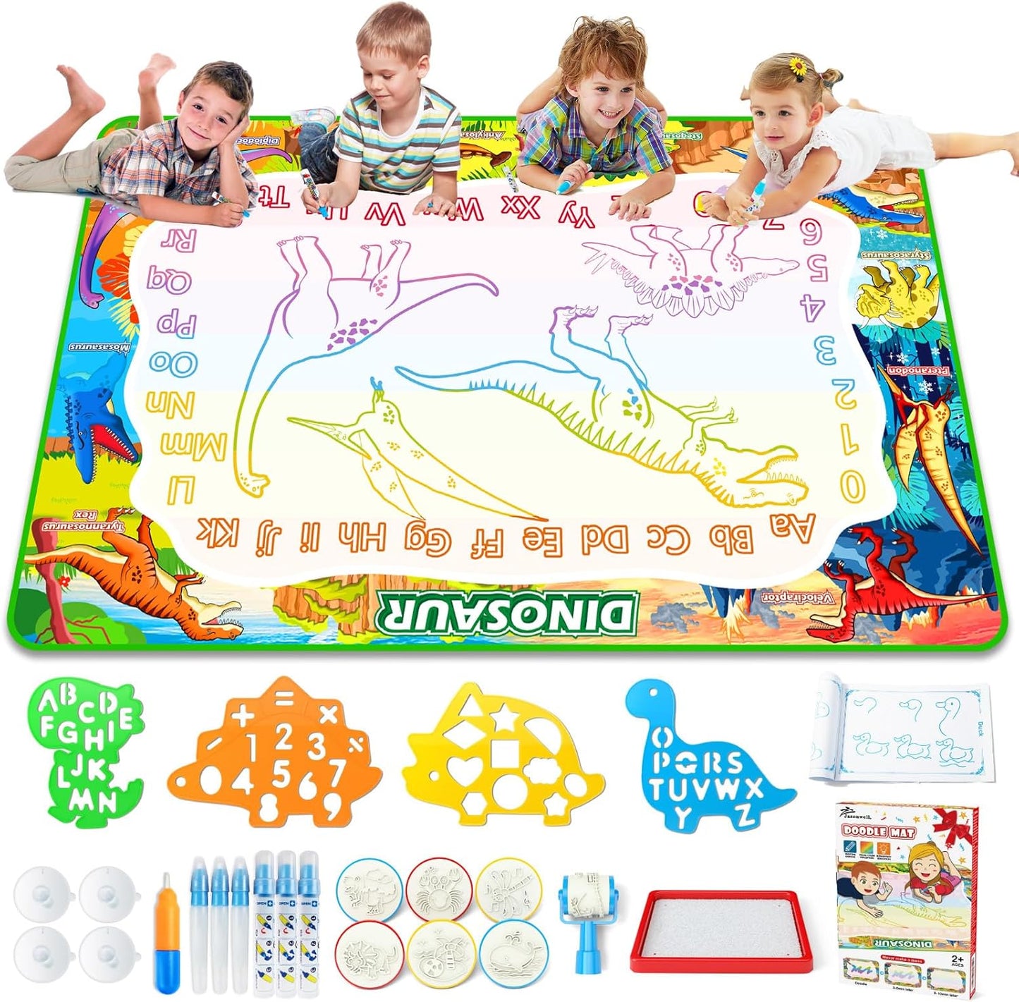 Jasonwell Aqua Water Doodle Mat 48 x 36 Inches Large Magic Drawing Doodling Mat Coloring Mat Educational Toys Christmas Birthday Gifts for Kids Toddler Boys Girls Age 2 3 4 5 6 7 8 Year Old (Galaxy)