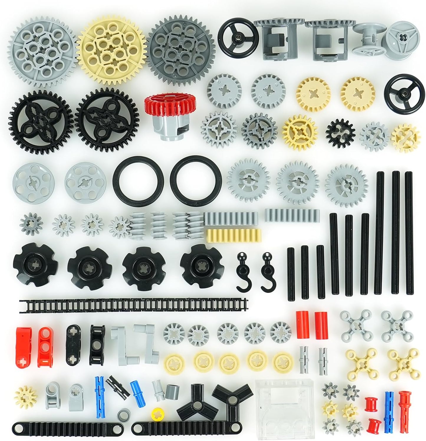 Pamvava Technical Parts Pieces, Wheels Gears and Axles Sets Chain Differantial, Car MOC Bulk Bricks Construction Blocks Toys