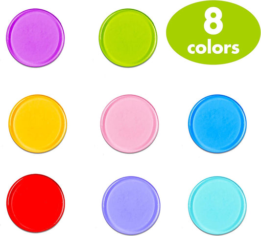 Hebayy 500 Transparent 8 Color Clear Bingo Counting Chip Plastic Markers (Each Measures 3/4 inch in Diameter)