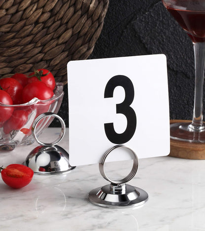 New Star Foodservice 23084 1-100 Double Side Plastic Table Numbers, 4" x 4" Inch, Light Grey on Black