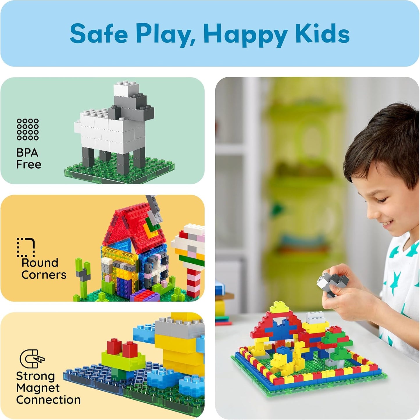 PicassoTiles 1016pcs Magnetic Tile & Building Brick Combo Construction STEM Toy Magnet Tiles for Creative Play Educational Toys for 3+ Large Bricks for Toddlers Compatible with Major Brands PTS1016