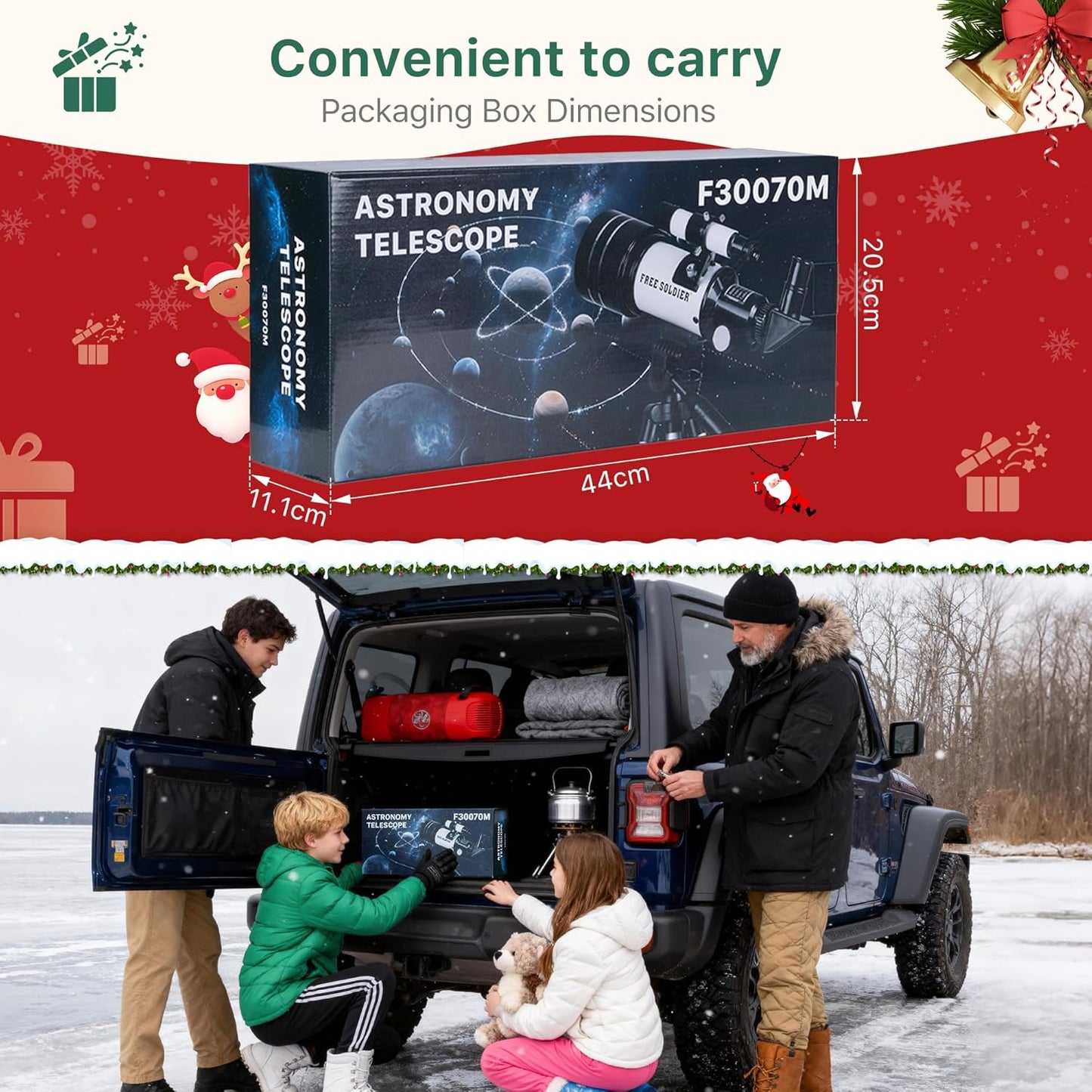 FREE SOLDIER Telescope for Kids 70mm Aperture Astronomical Refractor Telescopes for Beginners (15X-150X) 300mm Telescope for Adults High Powered with A Phone Adapter & A Wireless Remote (White)