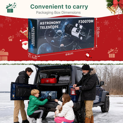 FREE SOLDIER Telescope for Kids 70mm Aperture Astronomical Refractor Telescopes for Beginners (15X-150X) 300mm Telescope for Adults High Powered with A Phone Adapter & A Wireless Remote (White)