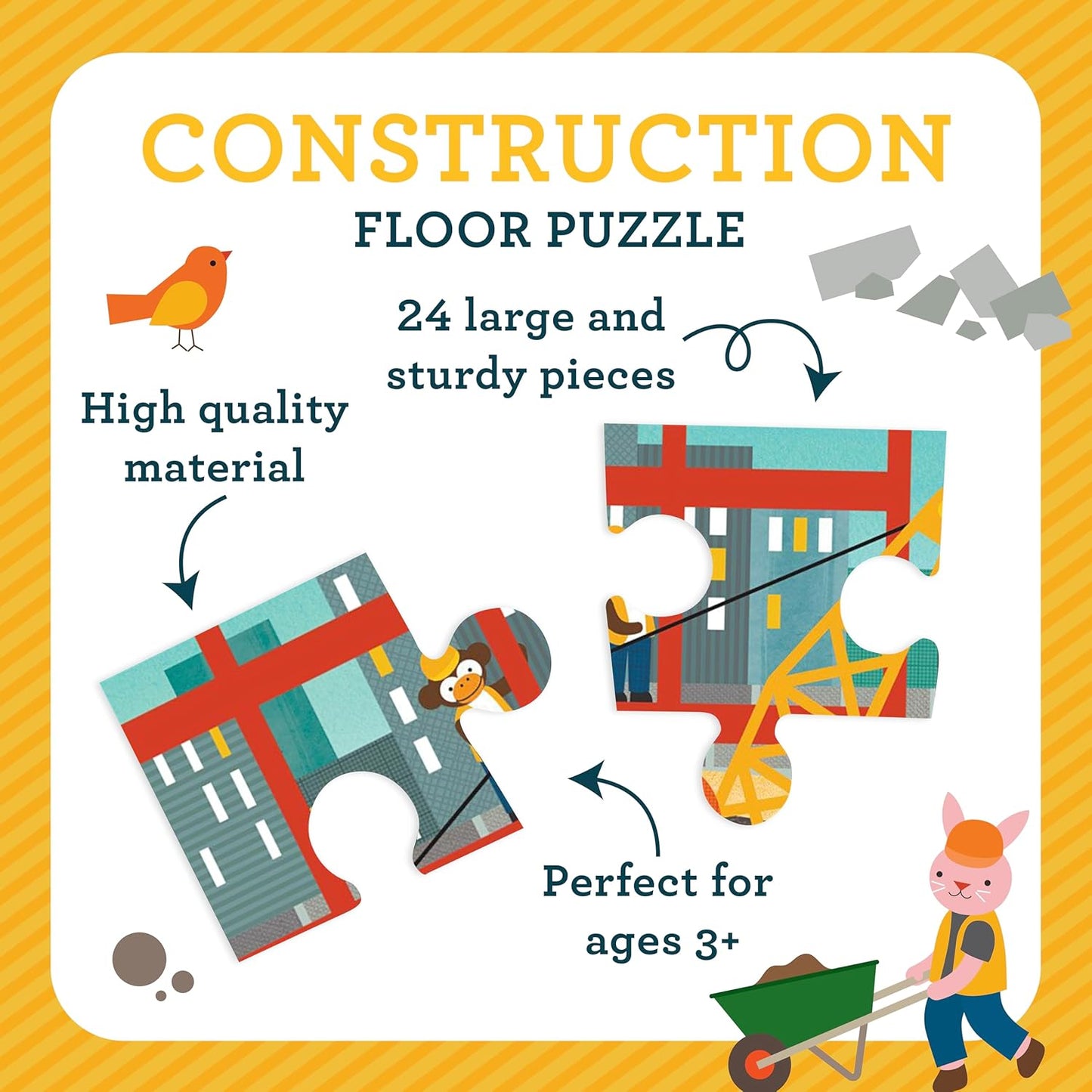 Petit Collage Floor Puzzle, Secret Garden, 24-Pieces – Large Puzzle for Kids, Completed Garden Puzzle Measures 18” x 24” – Makes a Great Gift Idea for Ages 3+