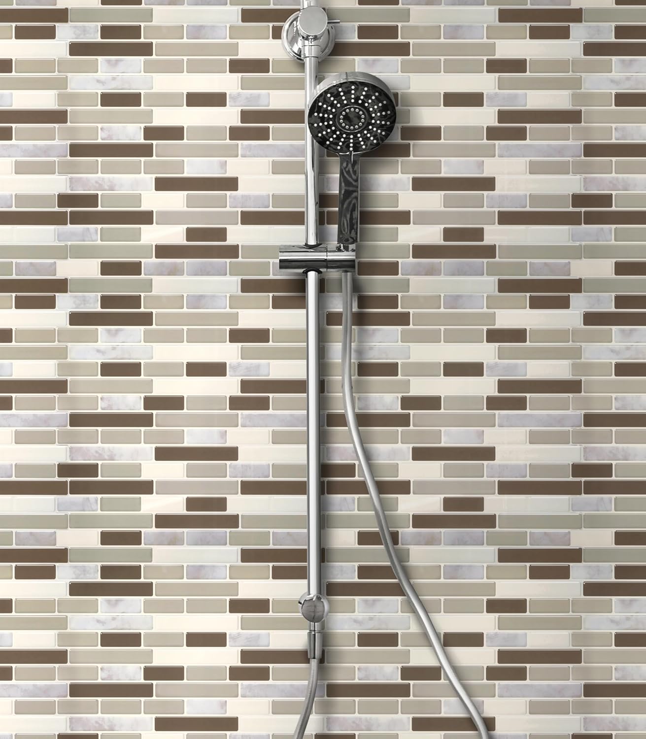 VViViD 11 Sheets Peel and Stick Grey Gloss Faux Ceramic Brick Wall Tiles, Self Adhesive Backsplash 12”x12”, 2mm Thick Kitchen, Bathroom (11 sq. ft.)