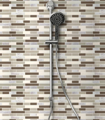 VViViD 11 Sheets Peel and Stick Grey Gloss Faux Ceramic Brick Wall Tiles, Self Adhesive Backsplash 12”x12”, 2mm Thick Kitchen, Bathroom (11 sq. ft.)