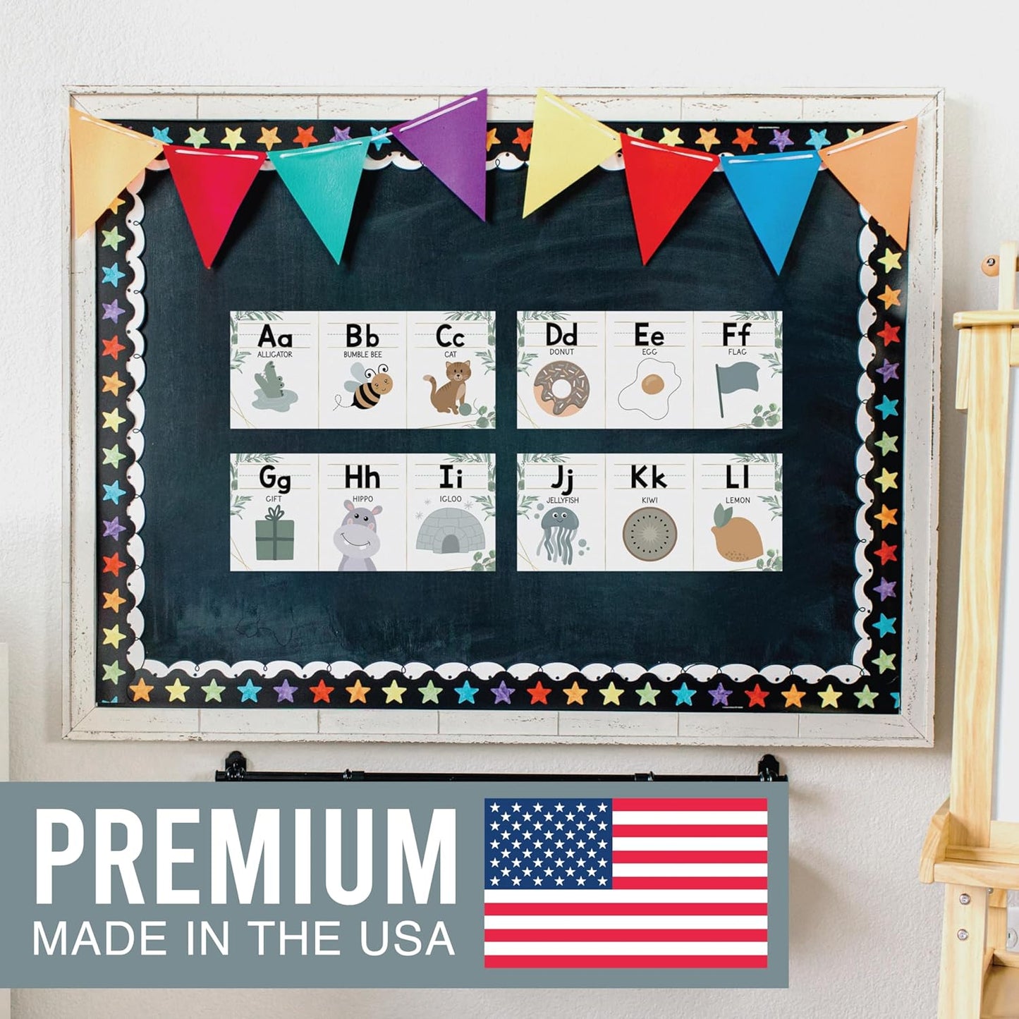Hadley Designs Alphabet for Classroom Wall Decor - ABC Posters for Classroom Wall Chart Preschool & Kindergarten, ABC Letters & Number Line Elementary, Alphabet Cards, Pastel Classroom Decor